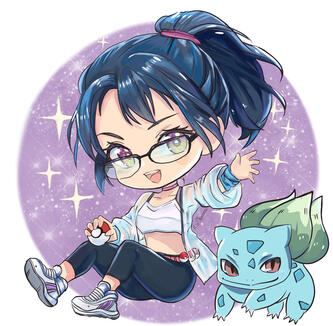 Chibi pokemon master with Bulbasaur Chibi pokemon master with Bulbasaur