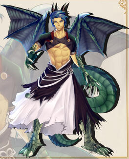 anime male character, a human dragon anime male character, a human dragon
